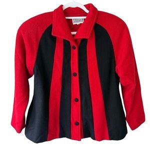 Ramy Brook Vintage 80s Vibrant Red and Black Colorblock Striped Blazer Size 38